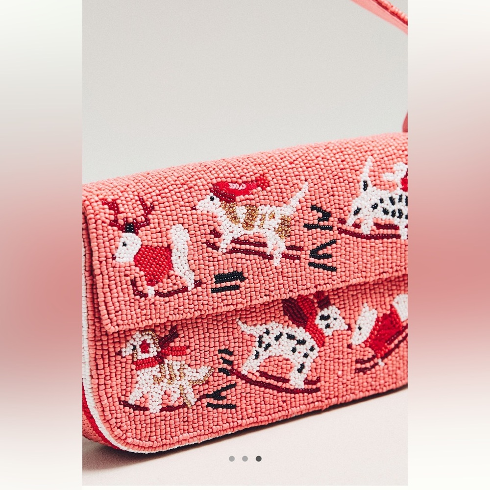 🐾Anthropologie Fiona Beaded Purse Animal Edition Bag New Dog Winter Snow Ski - Picture 3 of 10